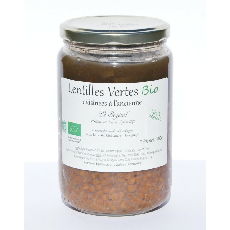 Lentilles Vertes Bio Cuisinées à l'Ancienne 700g artisanales